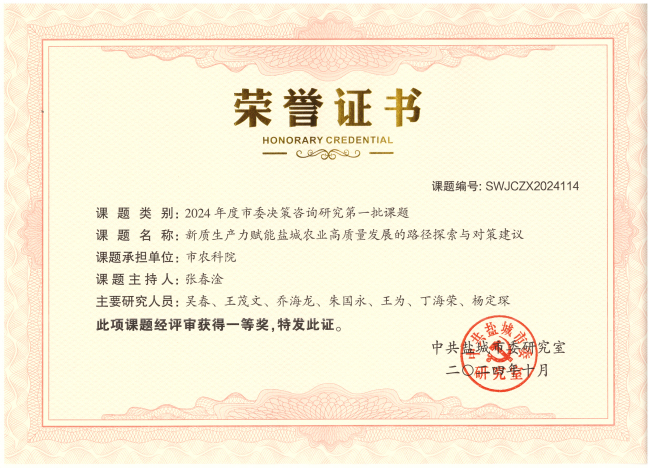 2024年度市委决策咨询研究第一批课题一等奖证书(张春淦).jpg